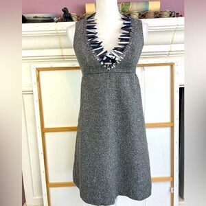 Anna Sui for Target edgy tweed dress/ jumper w/ metal petal collar open back